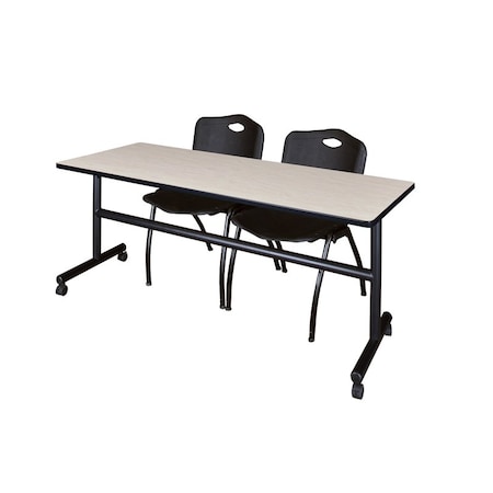 Kobe Rectangle FlipTop Table, 72" W, 29" H, Laminate Top, Maple MKFT7230PL47BK